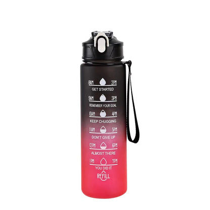 Capilorix gradient sports water bottle with straw and time marker, leakproof design for outdoor fitness, hiking, and gym use