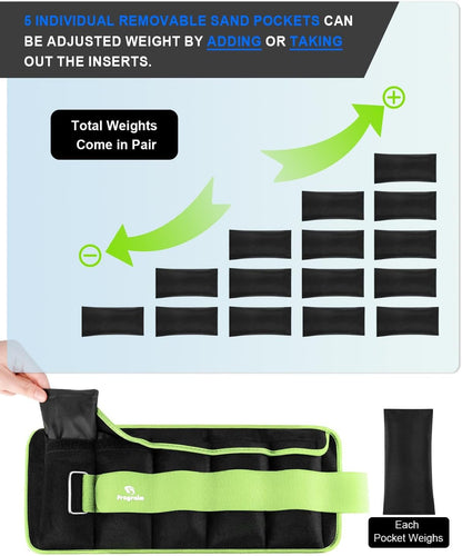 Adjustable Ankle & Wrist Weights – Removable Sandbags for Jogging, Aerobics & Physical Therapy (1–20 LBS) - Capilorix