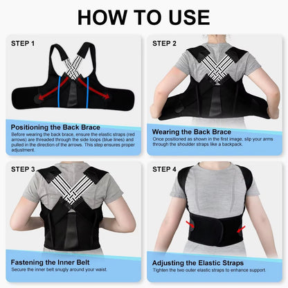 Back Brace Posture Corrector for Women & Men – Adjustable Shoulder Straightener & Full Back Support Belt - Capilorix