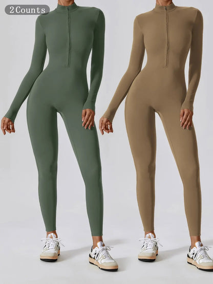 Elevate Your Workout Game with Our Comfy Zip - Up Sports Jumpsuit for Every Season! 🧘‍♀️💪 Activewear FitnessFashion - Capilorix