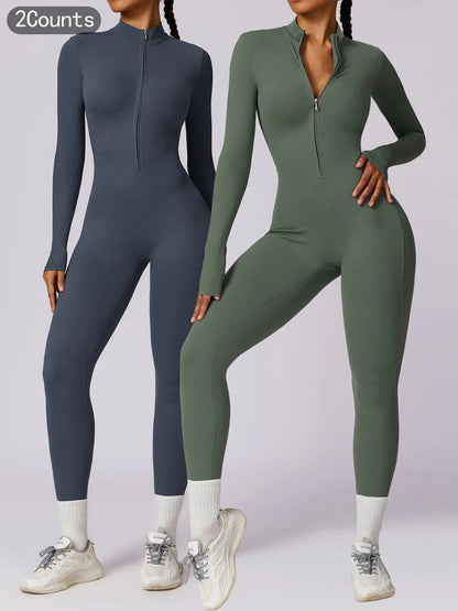 Elevate Your Workout Game with Our Comfy Zip - Up Sports Jumpsuit for Every Season! 🧘‍♀️💪 Activewear FitnessFashion - Capilorix