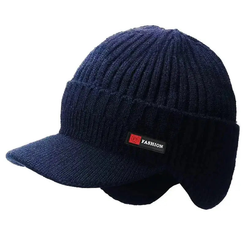 New Winter Men'S Hat – Outdoor Ear Protection Warm Knitted Cap with Windproof Visor, Thick Bicycle Scarf Cap for Men - Capilorix