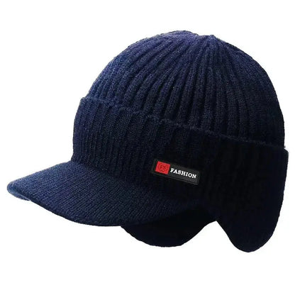 New Winter Men'S Hat – Outdoor Ear Protection Warm Knitted Cap with Windproof Visor, Thick Bicycle Scarf Cap for Men - Capilorix